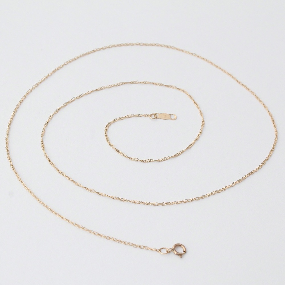Vintage 10K Yellow Gold Necklace Chain by Heng Ngai Thin Delicate Cable 18.5”
